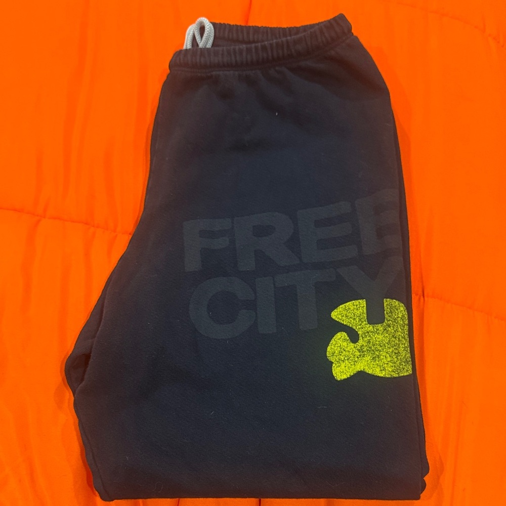 Freecity Black Joggers with Yellow Logo